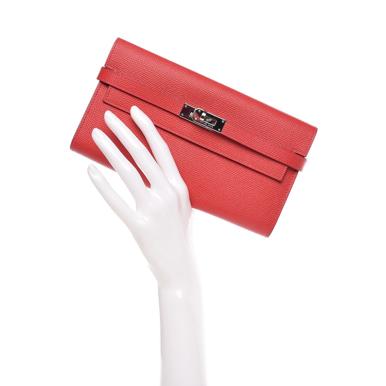 Hermes Epsom Kelly Longue Wallet Rouge Casaque 2 of 7