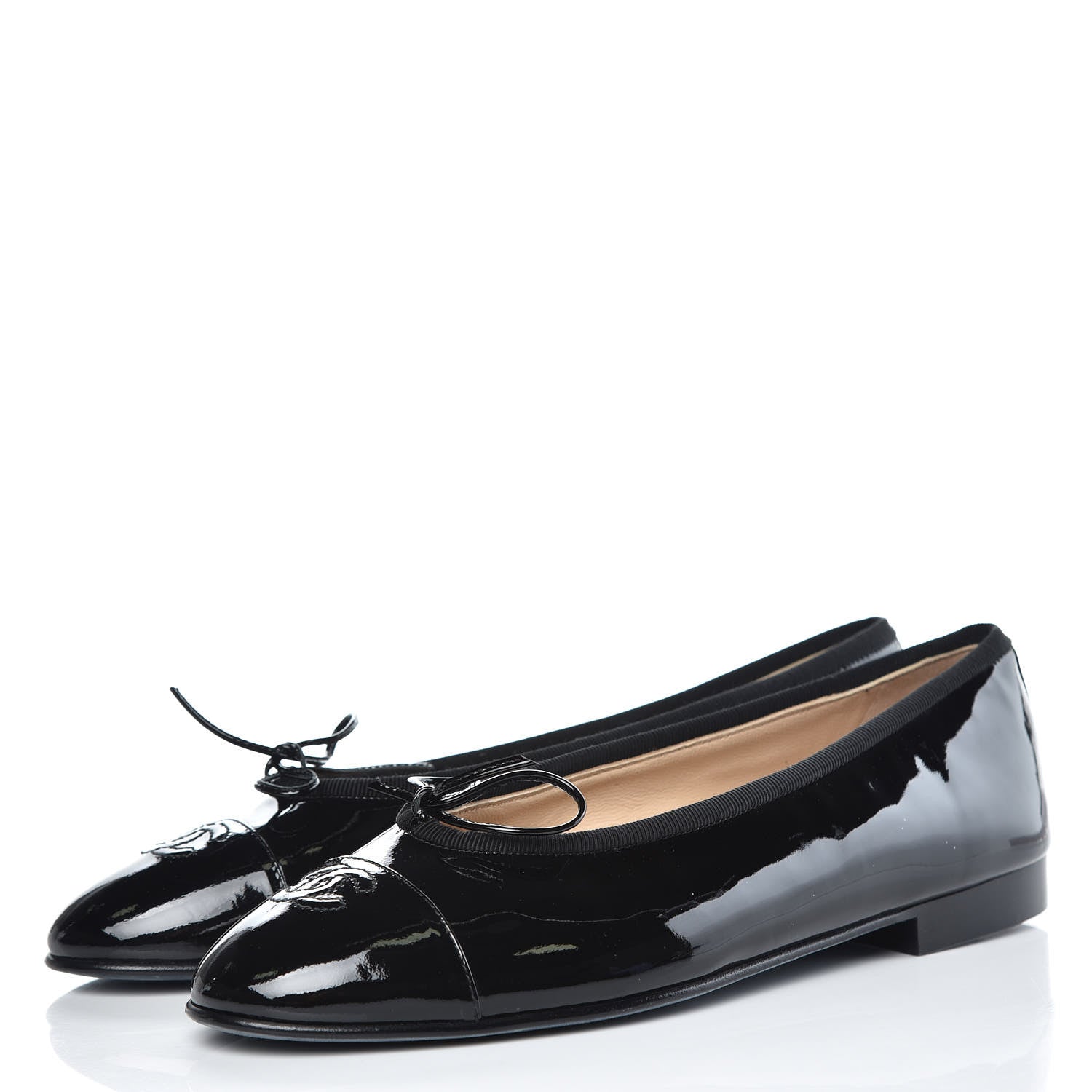 Chanel Patent CC Cap Toe Ballerina Flats 39.5 Black 3 of 8