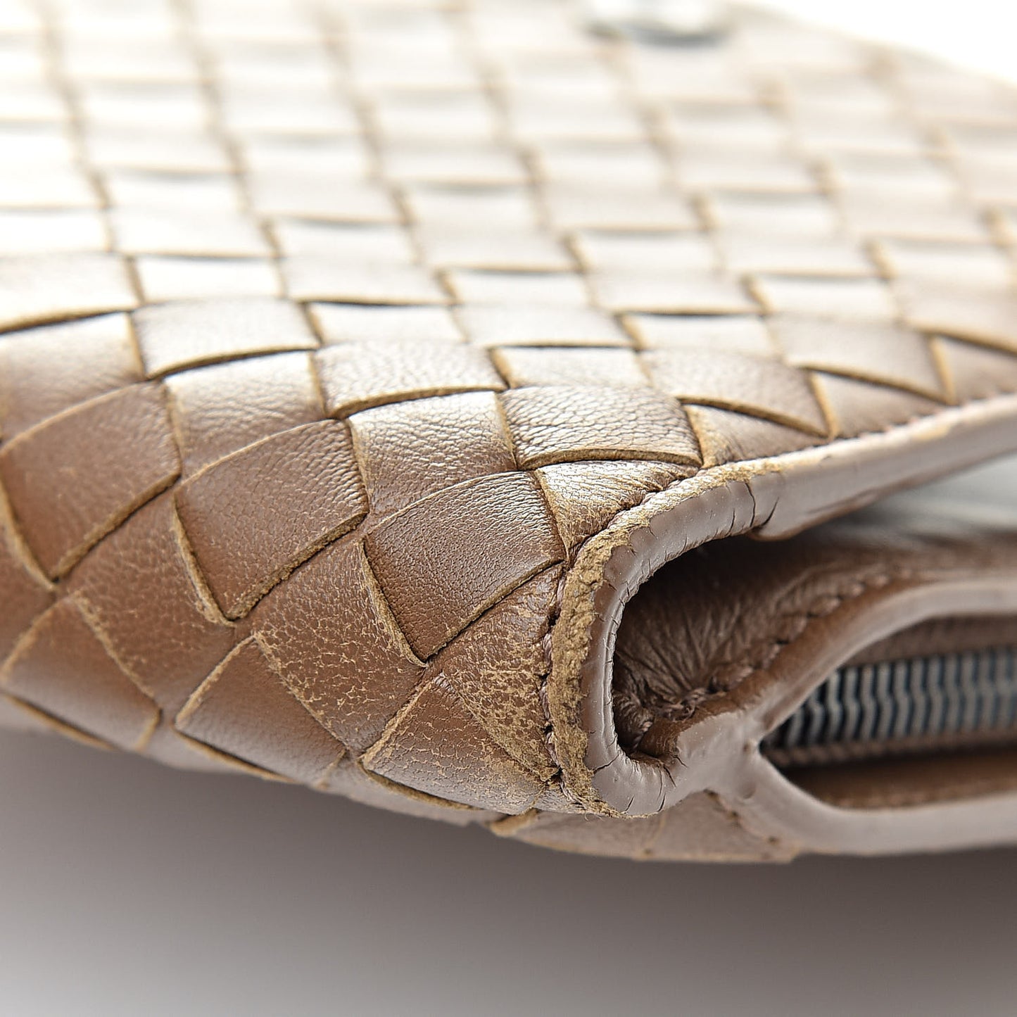 Nappa Intrecciato French Compact Wallet Maple