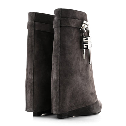 Givenchy Suede Calfskin Shark Lock Ankle Boots 39 Storm Grey 4 of 9