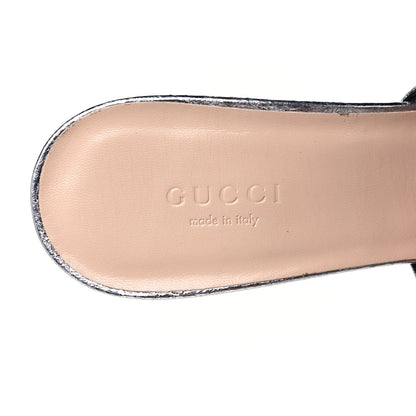 Gucci Galassia GG Marmont Fringe 75mm Slide Sandals 39.5 Argento 7 of 7
