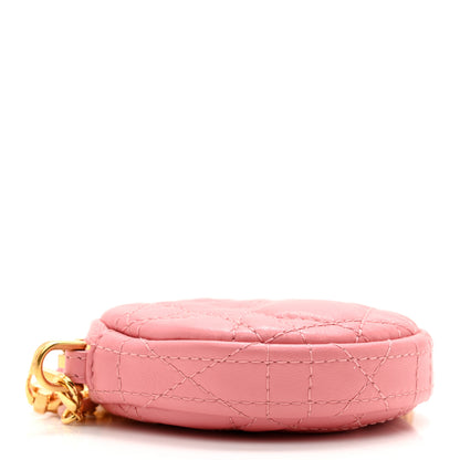 Christian Dior Lambskin Mini Cannage Round Caro Crossbody Pouch Peach Blossom Pink 3 of 8