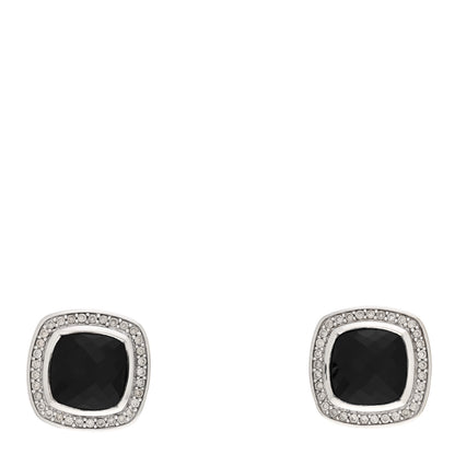 David Yurman Sterling Silver Diamond Black Onyx 11mm Albion Earrings 1 of 4