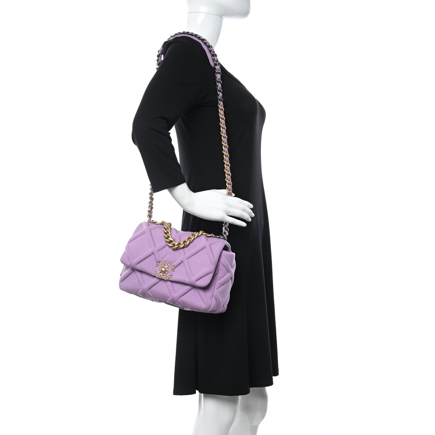 Jersey Lambskin Quilted Medium Chanel 19 Light Flap Purple