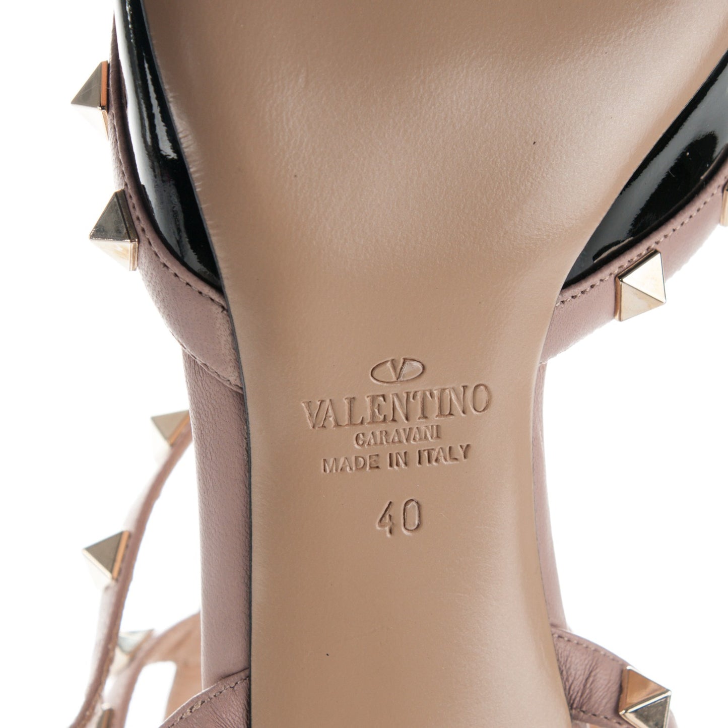 Patent Nappa Rockstud Ankle Strap 65mm Pumps 40 Black Poudre