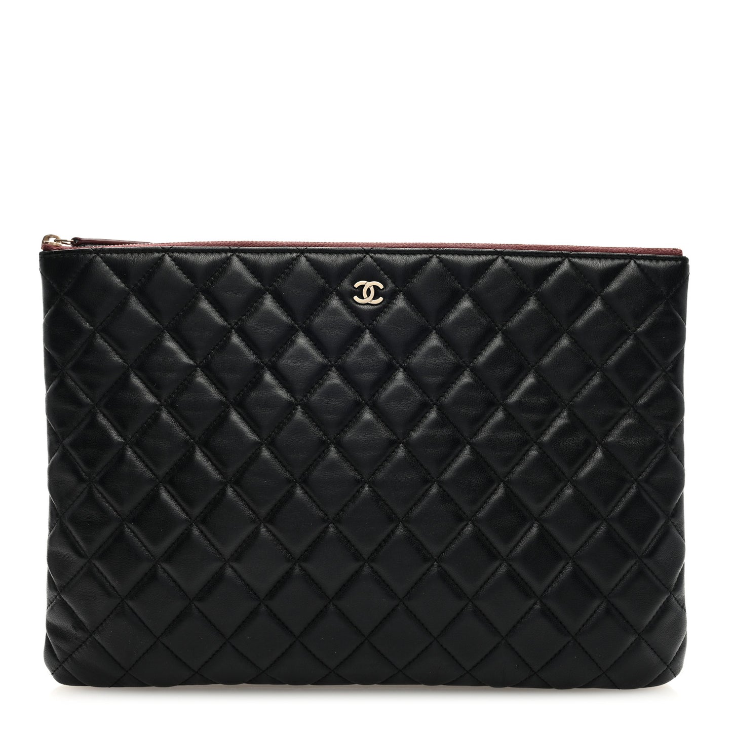 Lambskin Quilted Large Cosmetic Case Black