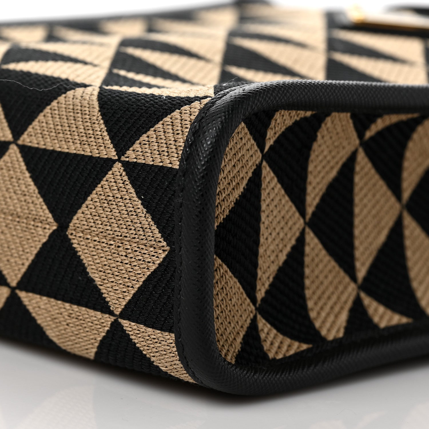 Prada Jacquard Saffiano Triangolo Symbole Embroidered Micro Tote Black Corda 7 of 8
