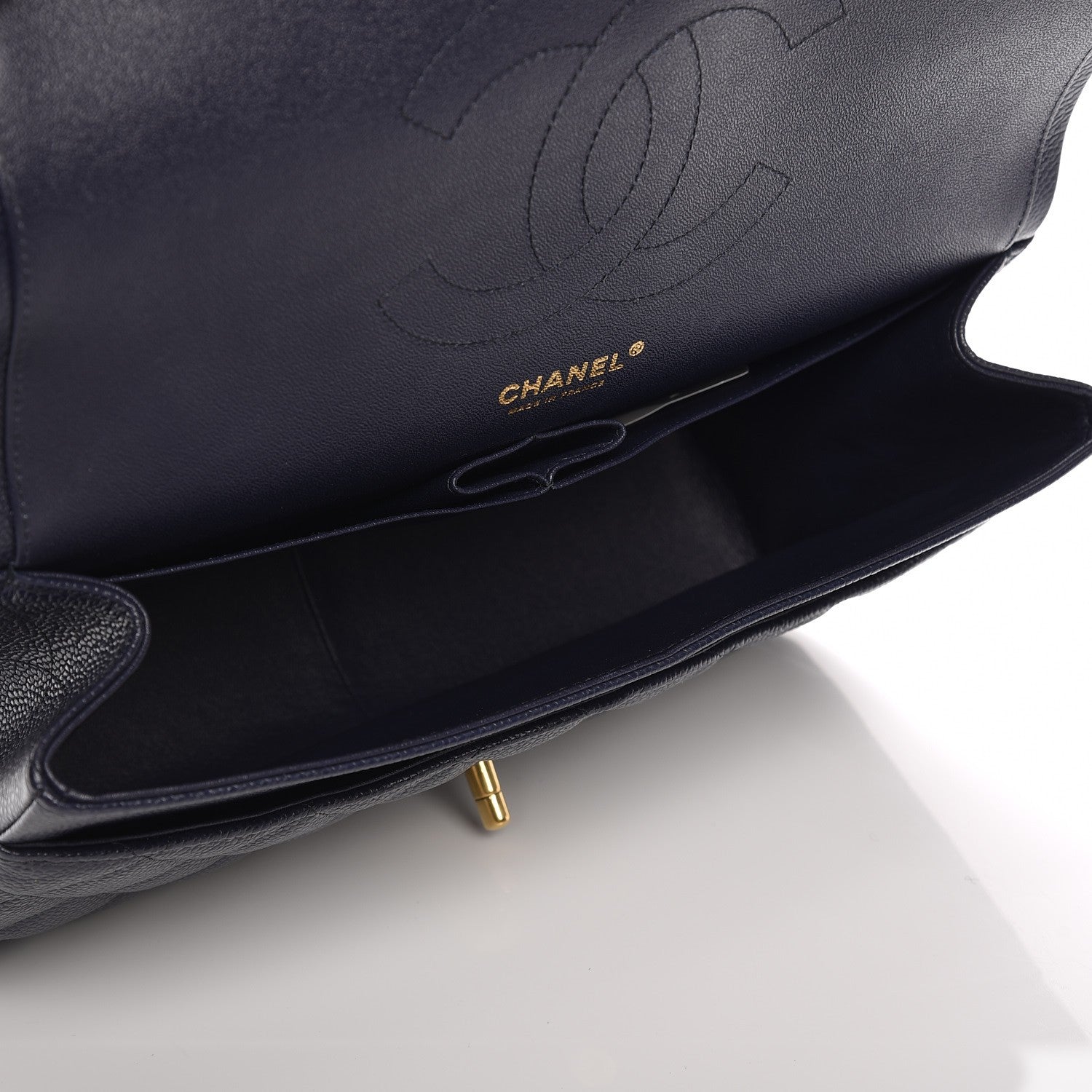 Chanel Caviar Quilted Jumbo Double Flap Navy 5 of 7