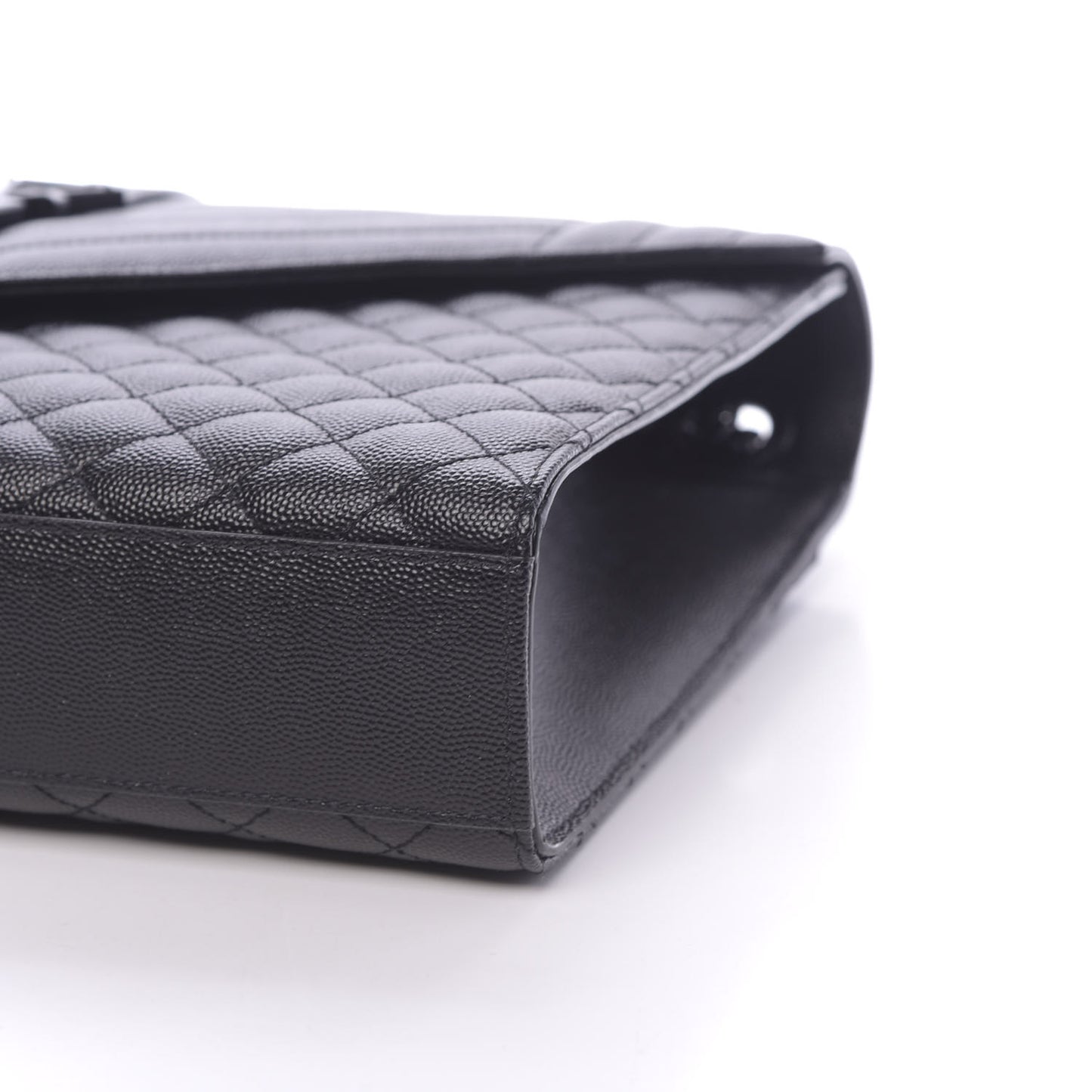 Grain De Poudre Textured Mixed Matelasse Large Triquilt Monogram Monochrome Satchel Black