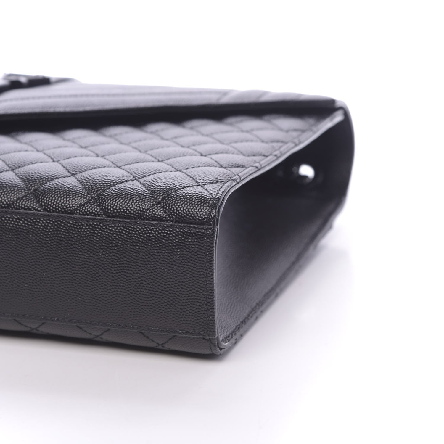 Saint Laurent Grain De Poudre Textured Mixed Matelasse Large Triquilt Monogram Monochrome Satchel Black 8 of 9