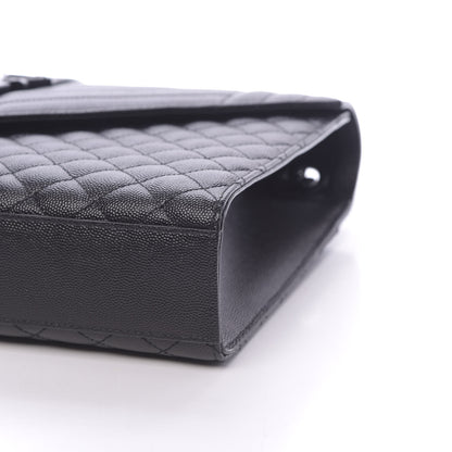 Saint Laurent Grain De Poudre Textured Mixed Matelasse Large Triquilt Monogram Monochrome Satchel Black 8 of 9