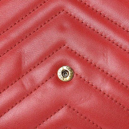 Gucci Calfskin Matelasse Mini GG Marmont Chain Wallet Hibiscus Red 13 of 16