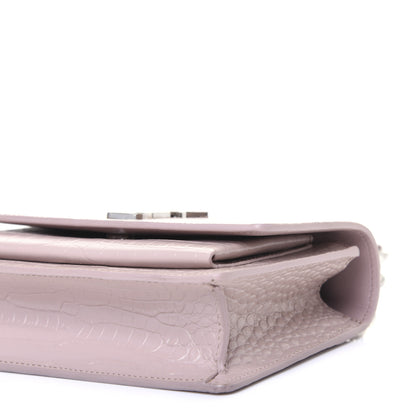 Saint Laurent Calfskin Crocodile Embossed Small Monogram Sunset Soft Nude 7 of 12