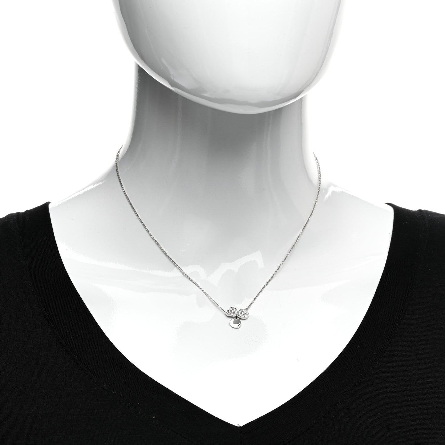Platinum Diamond .17ctw Small Paper Flowers Pendant Necklace