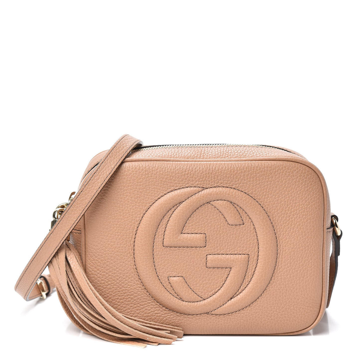 Pebbled Calfskin Small Soho Disco Bag Rose Beige