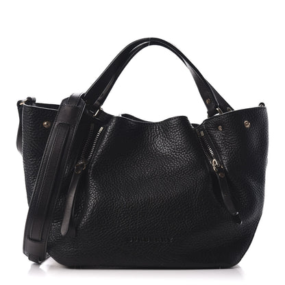 Burberry Grainy Calfskin House Check Small Maidstone Black 1 of 9