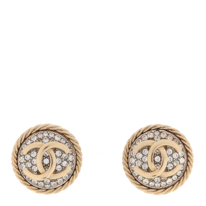 Chanel CC Crystal Button Earrings Gold 1 of 5