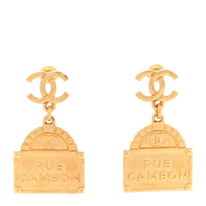 Chanel Metal CC Rue Cambon Drop Earrings Gold 1 of 4