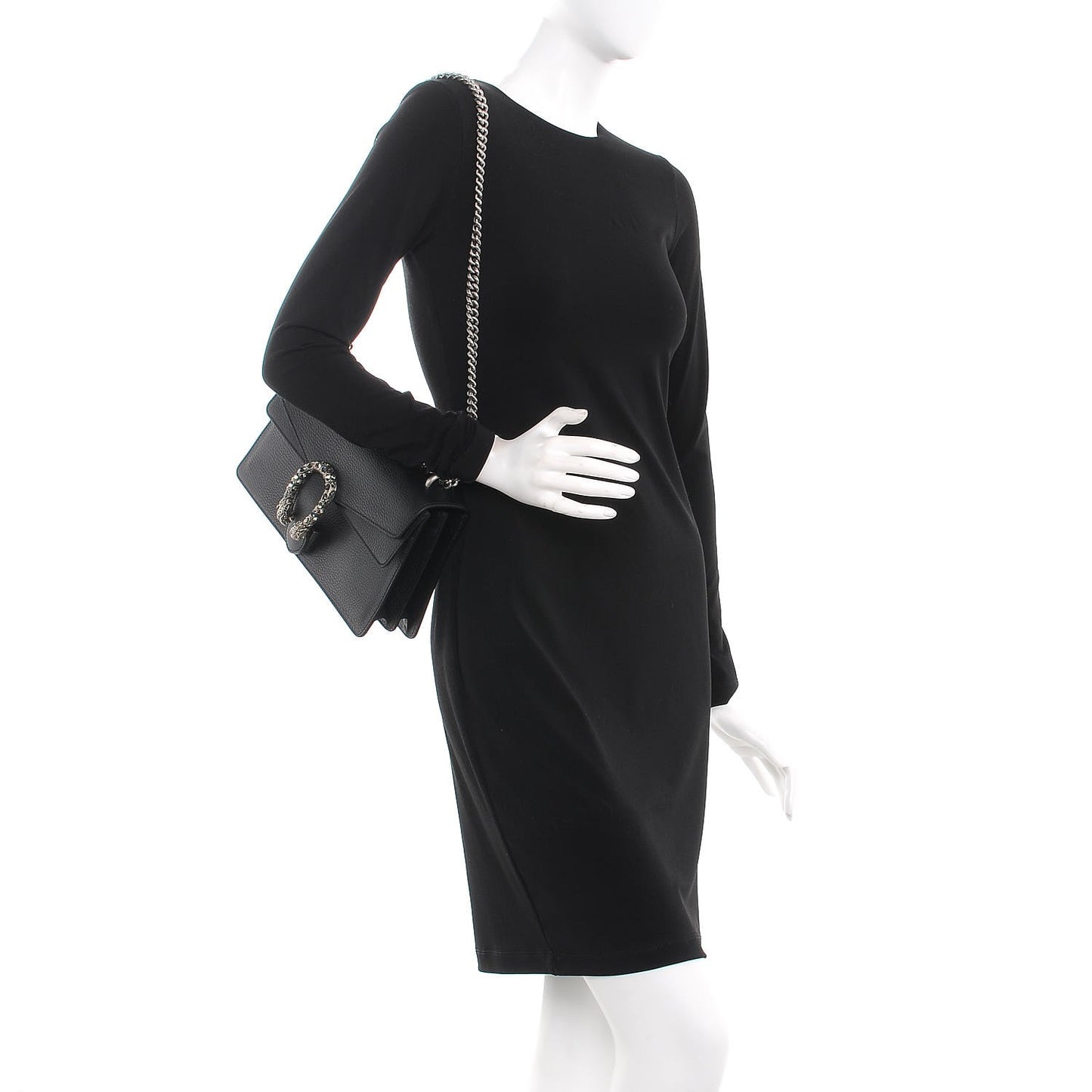 Pebbled Calfskin Small Dionysus Shoulder Bag Black