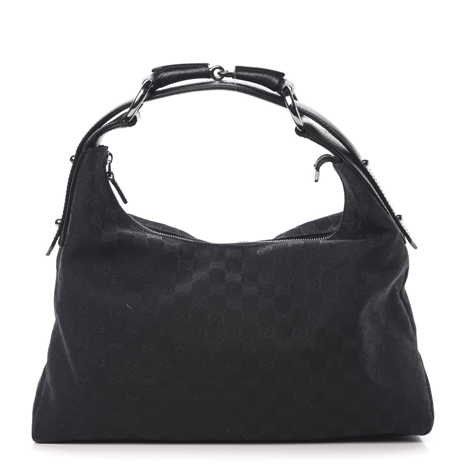 Gucci Monogram Medium Horsebit Chain Hobo Black 1 of 14