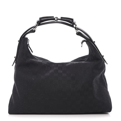 Gucci Monogram Medium Horsebit Chain Hobo Black 1 of 14