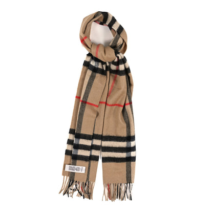 Burberry Cashmere Giant Check Fringe Scarf Archive Beige 1 of 3