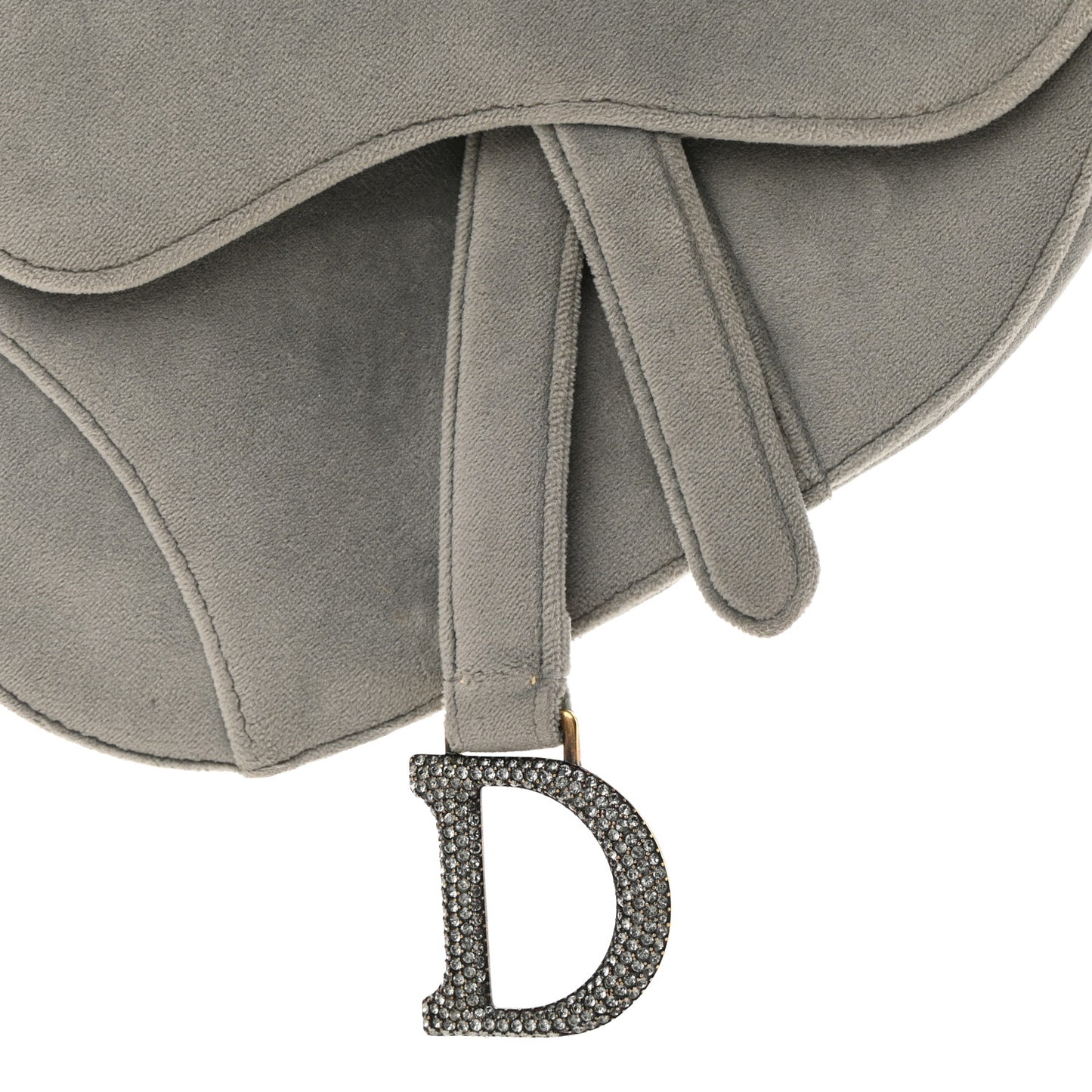Velvet Crystal Mini Saddle Bag Grey