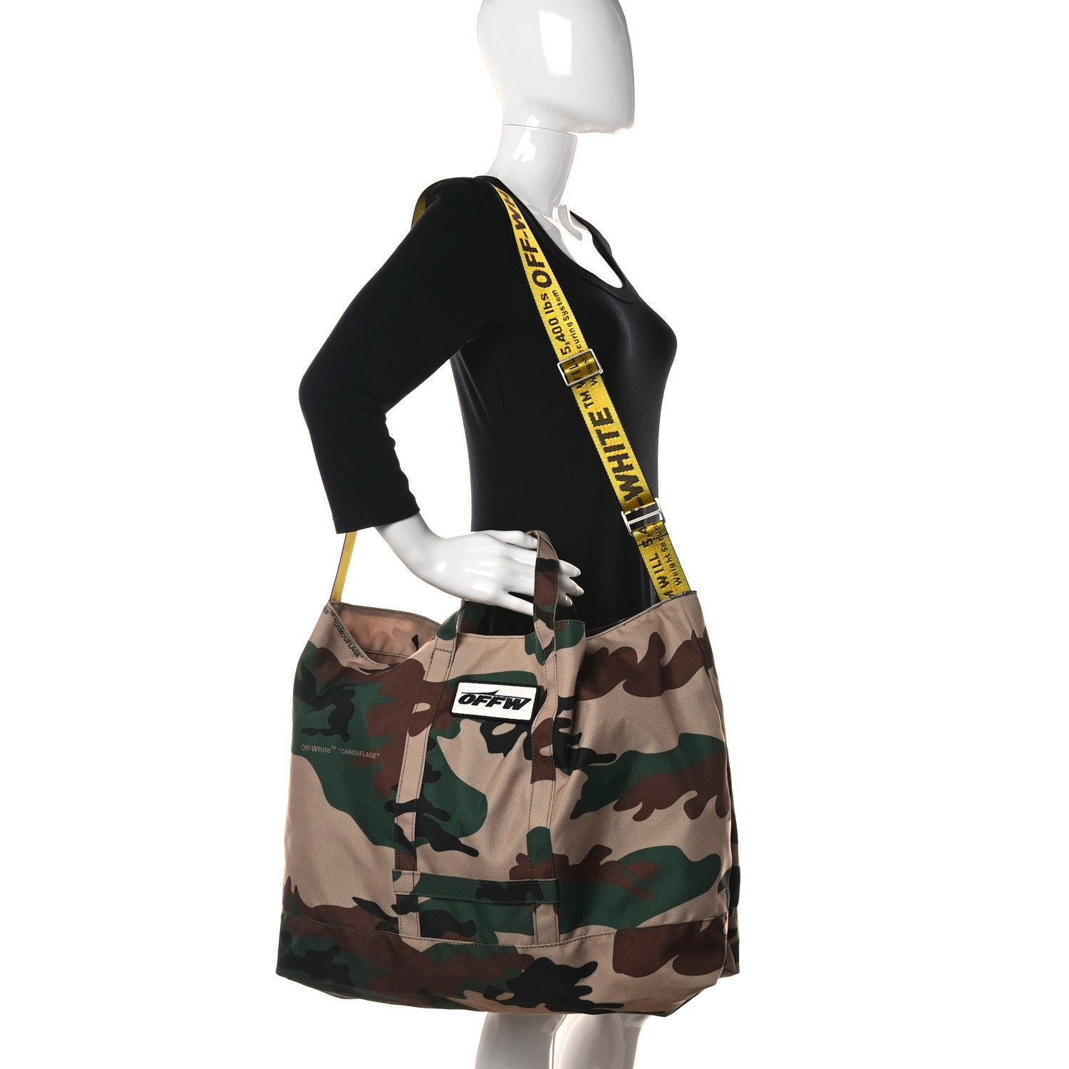 Off-White Polyester Camouflage Tote Multicolor 2 of 11
