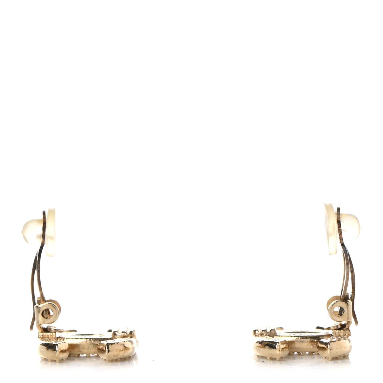Chanel Crystal CC Clip On Earrings Gold 3 of 6
