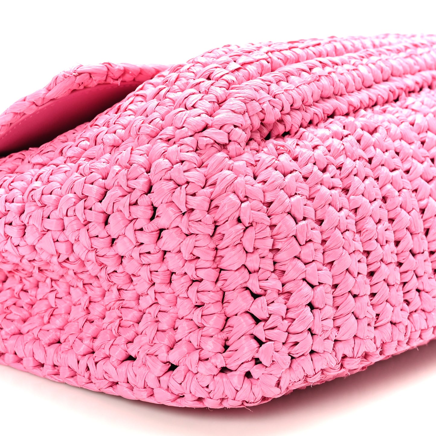 Raffia Calfskin Monogram Medium Niki Chain Satchel Bright Pink