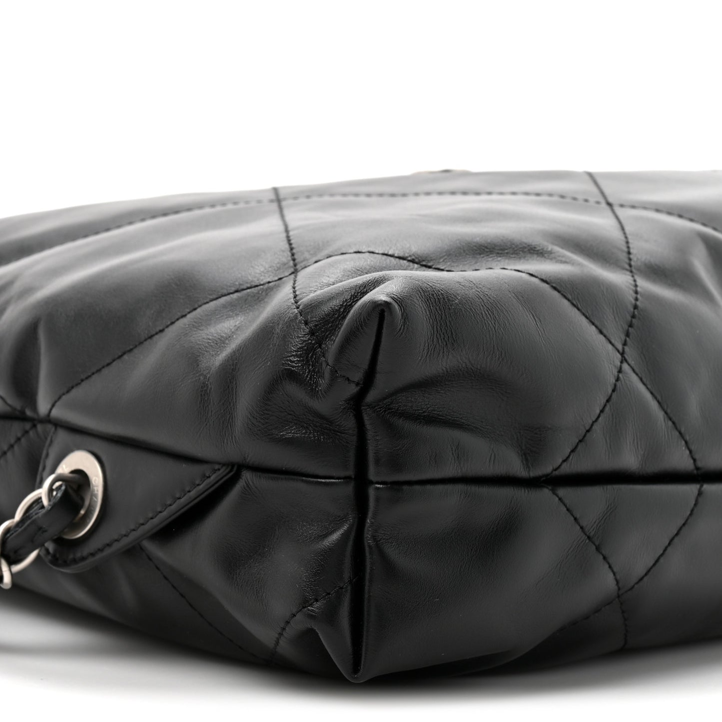 Shiny Calfskin Quilted Chanel 22 Backpack Black