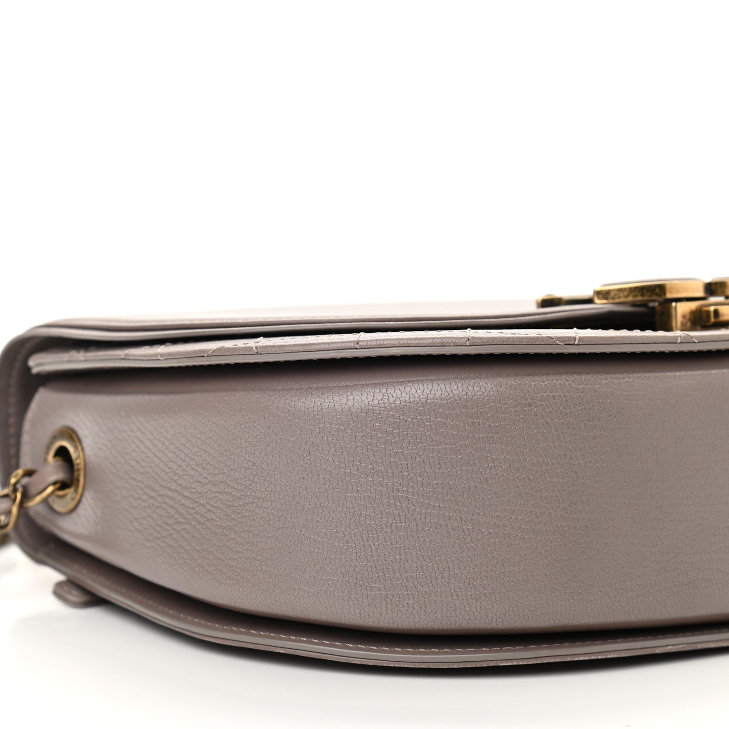 Shiny Calfskin Goatskin Quilted Small Coco Curve Messenger Flap Grey