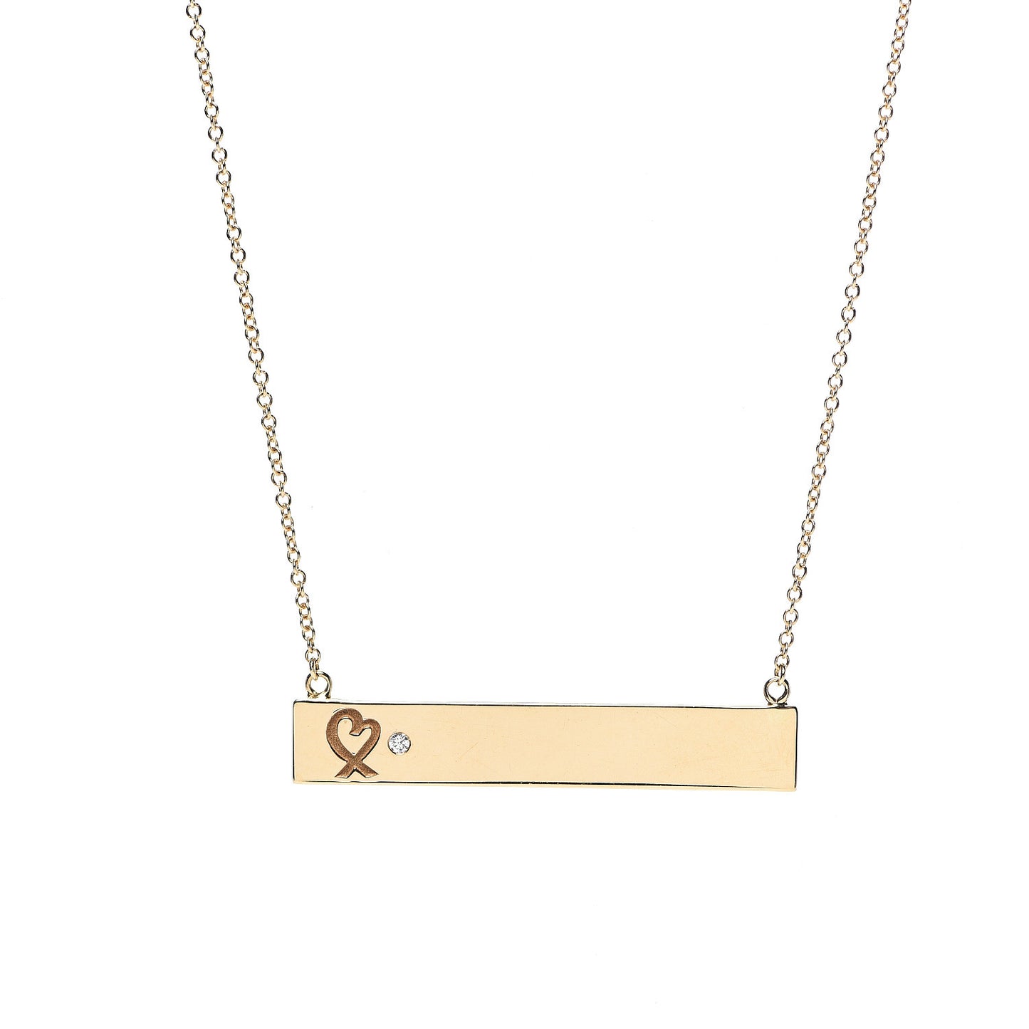 18K Yellow Gold Diamond Paloma Picasso Loving Heart Bar Pendant Necklace