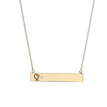 Tiffany 18K Yellow Gold Diamond Paloma Picasso Loving Heart Bar Pendant Necklace 4 of 6