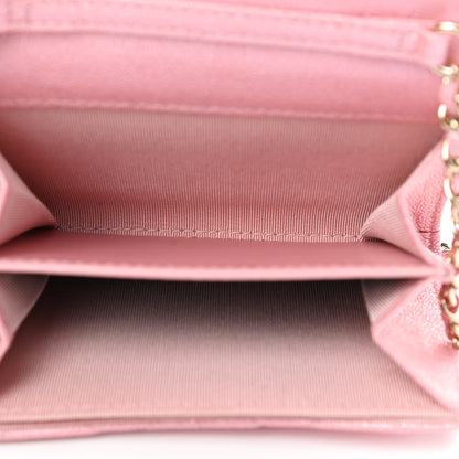 Chanel Iridescent Caviar Quilted Flap Card Holder On Chain Pink 5 of 10