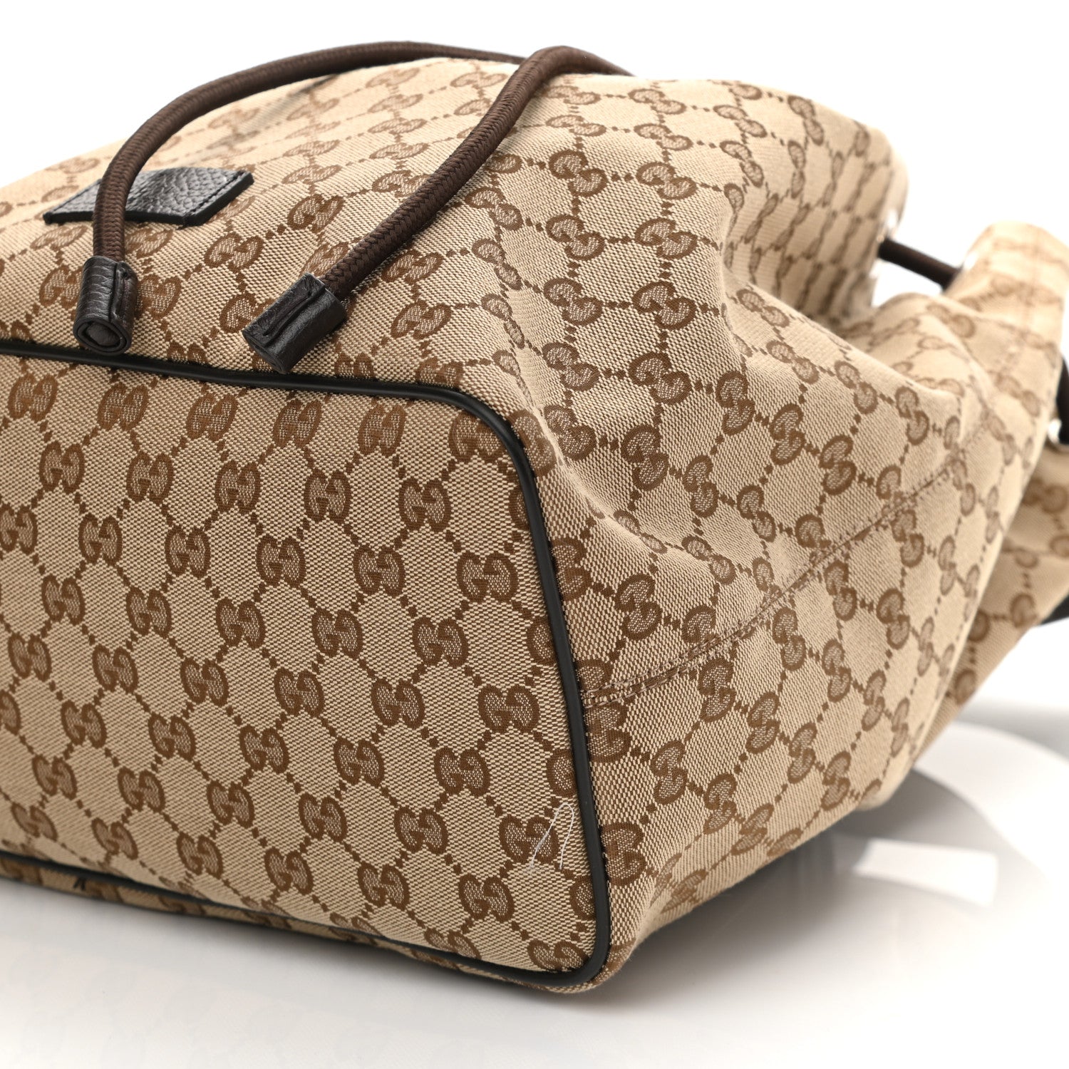 Gucci Monogram Dollar Calfskin O Drawstring Backpack Beige Ebony Testa di Moro Dark Chocolate 11 of 12