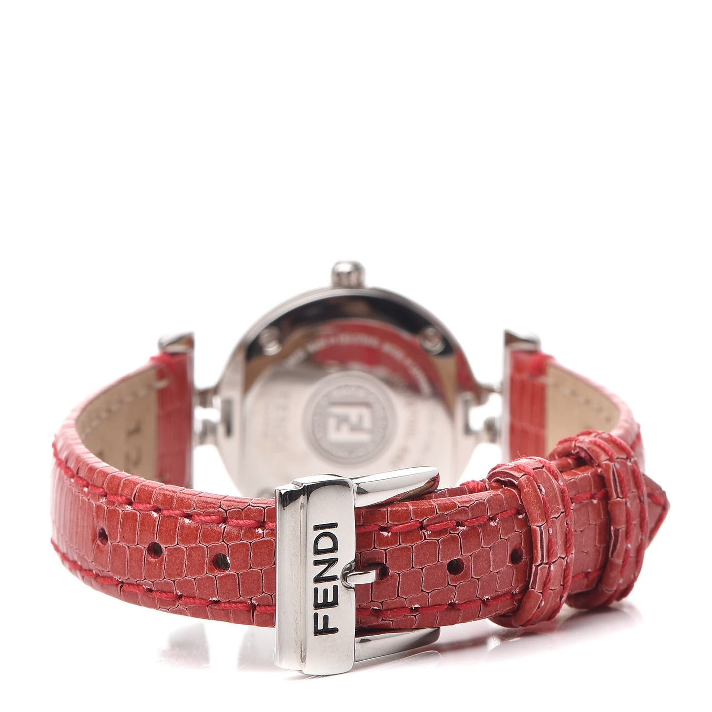 Stainless Steel Calfskin Diamond 23mm Moda Quartz Watch Red