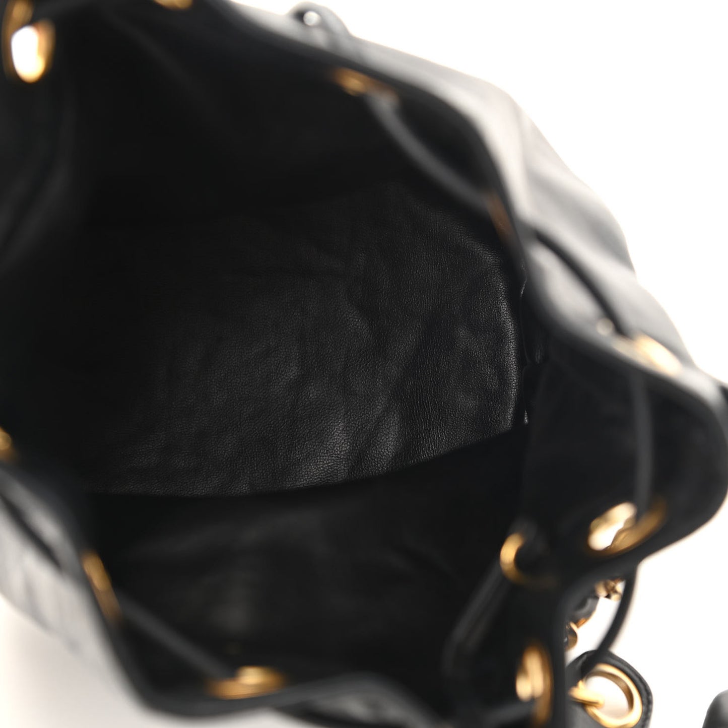 Lambskin CC Drawstring Shoulder Bag Black