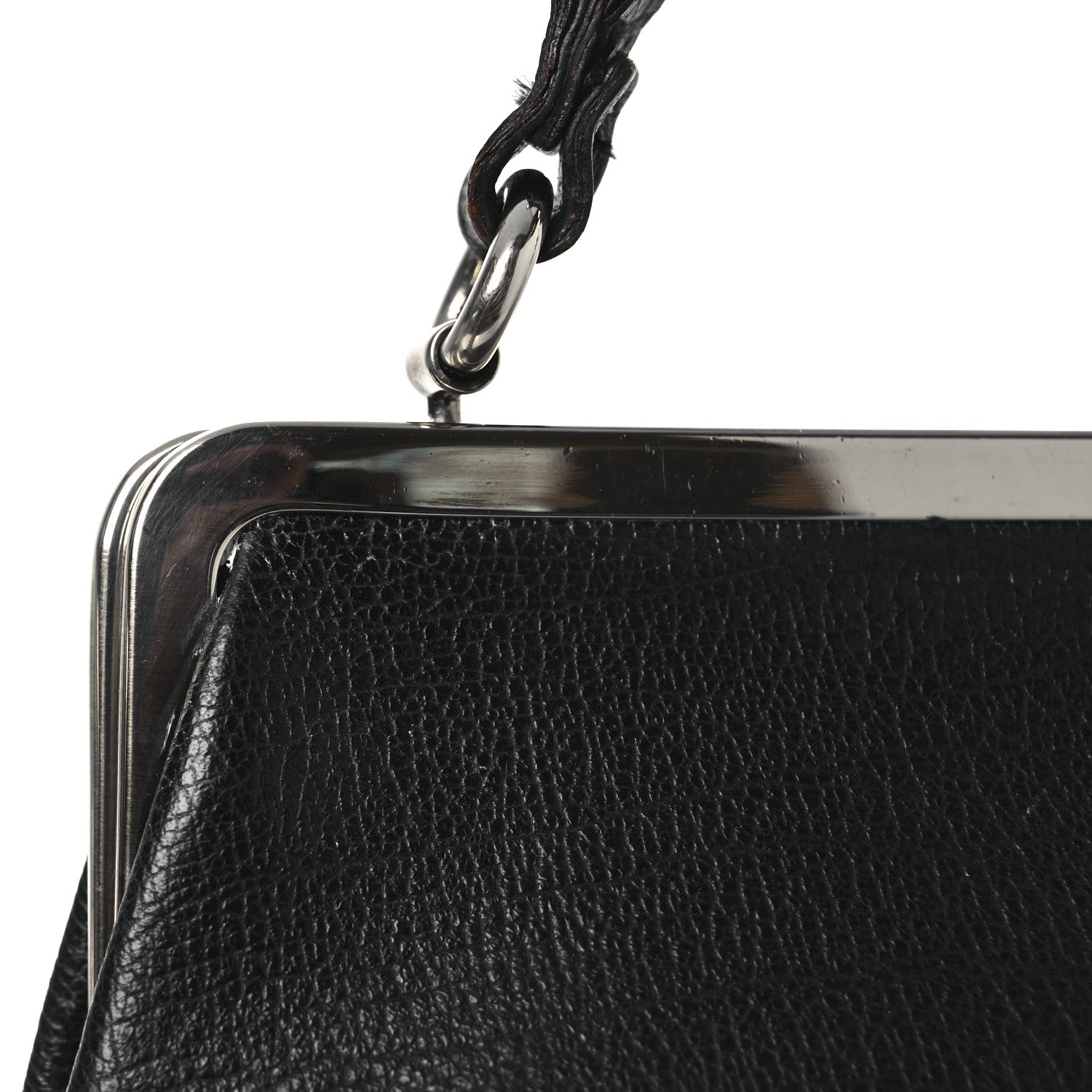 Burberry Goatskin Kiss Lock Frame Shoulder Bag Black 11 of 14