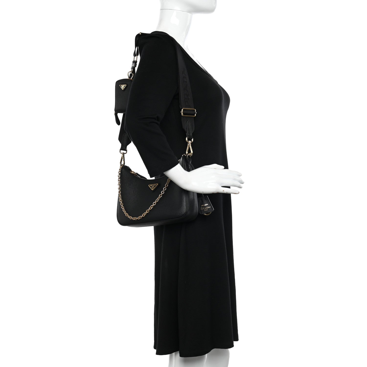 Prada Saffiano Lux Re-Edition 2005 Shoulder Bag Black 3 of 11