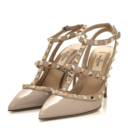 Valentino Garavani Patent Nappa Rockstud Ankle Strap 100mm Pumps 37 Poudre 3 of 9