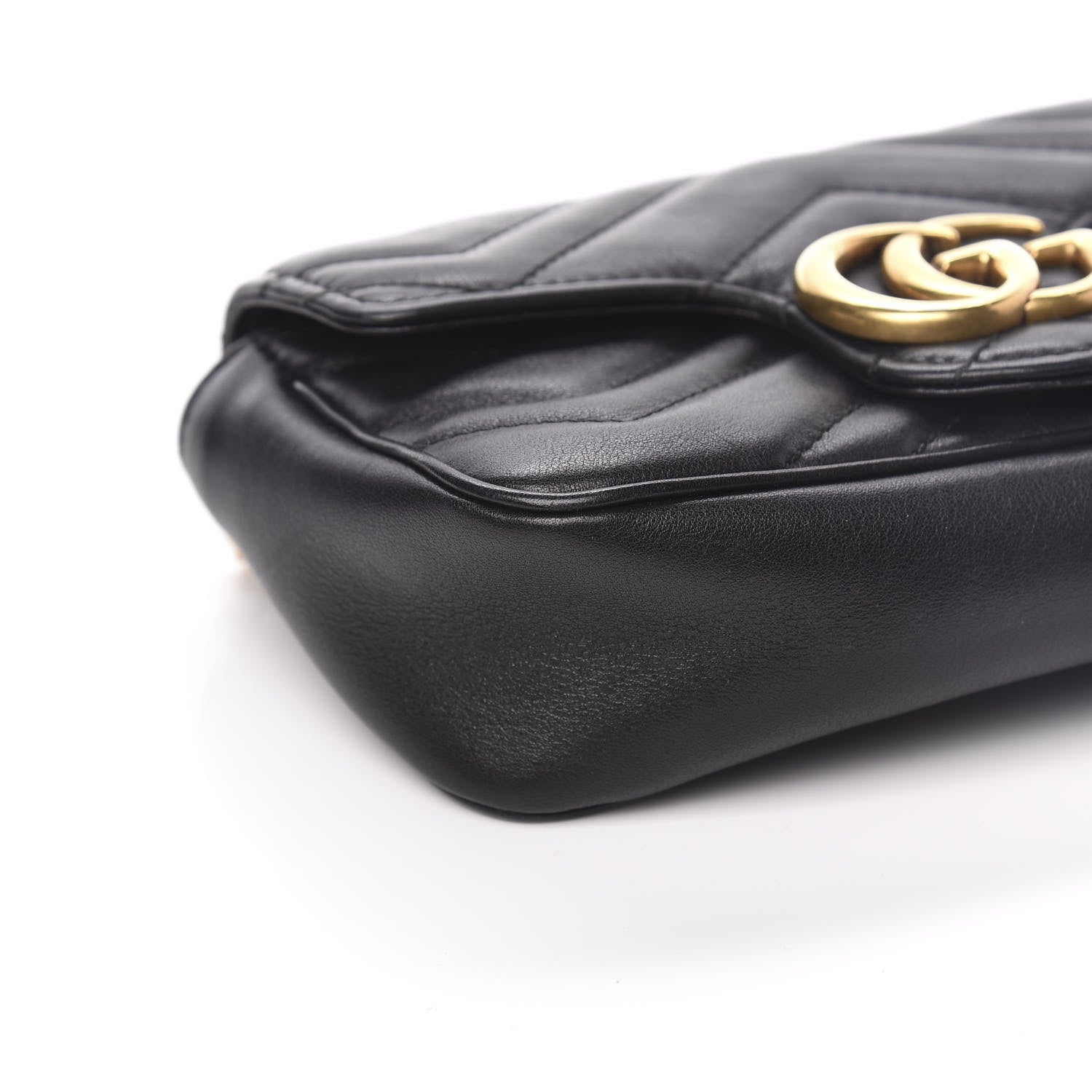 Gucci Calfskin Matelasse Super Mini GG Marmont Shoulder Bag Black 8 of 12
