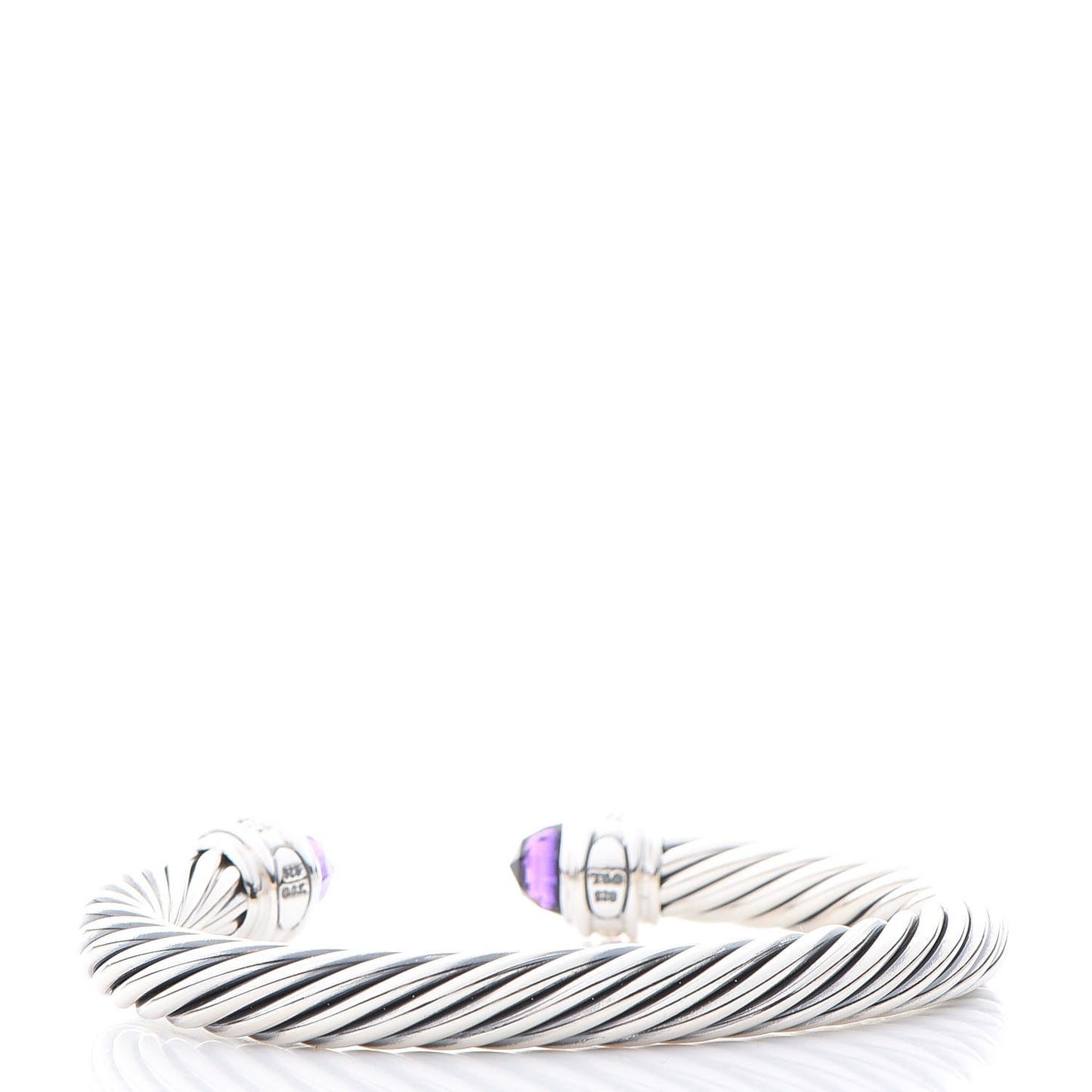 Sterling Silver Diamond Amethyst 7mm Cable Classics Bracelet
