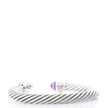 David Yurman Sterling Silver Diamond Amethyst 7mm Cable Classics Bracelet 3 of 5