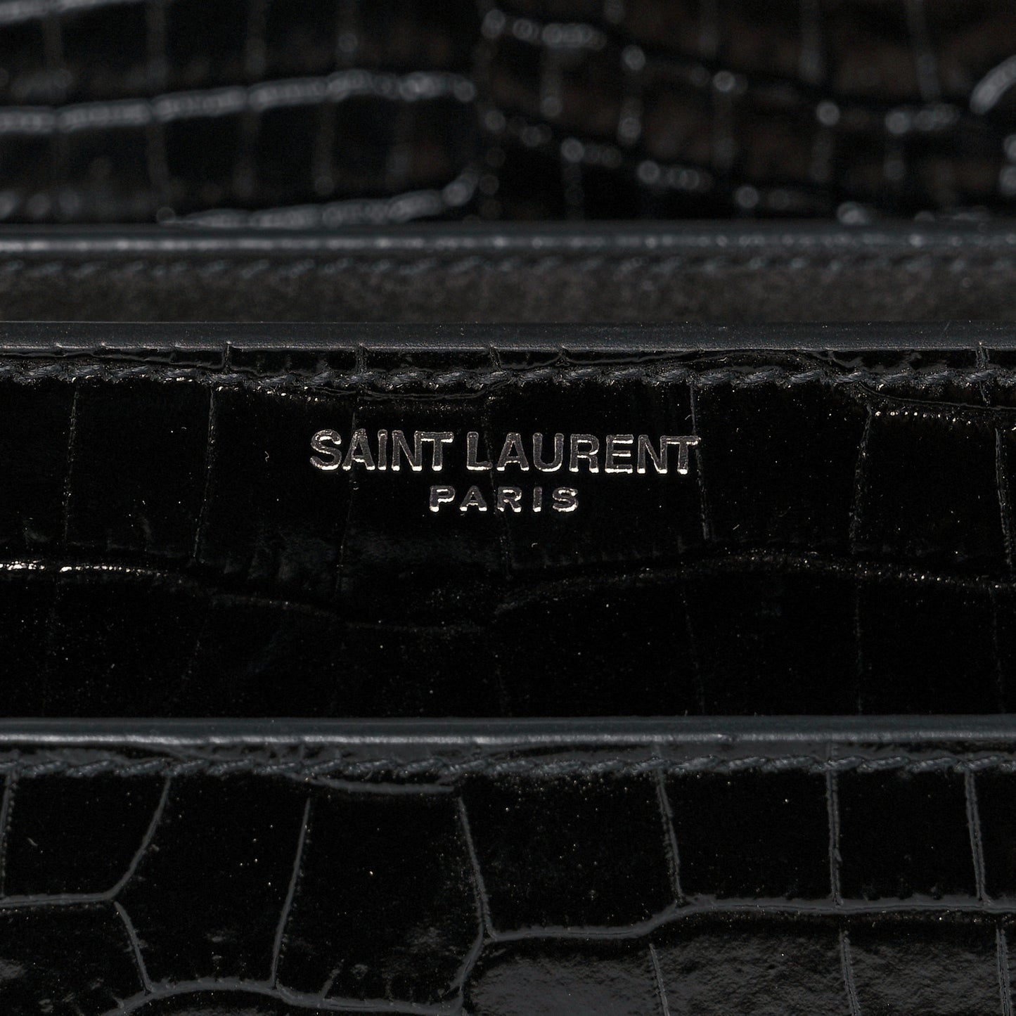 Calfskin Crocodile Embossed Large Monogram Sunset Black