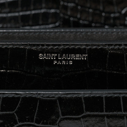 Saint Laurent Calfskin Crocodile Embossed Large Monogram Sunset Black 7 of 10