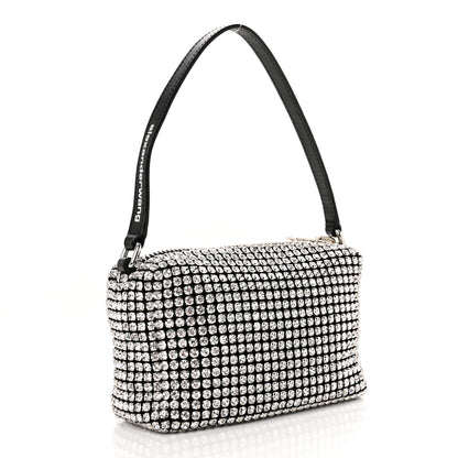 Alexander Wang Mesh Crystal Rhinestone Mini Heiress Pouch Black Silver 3 of 9