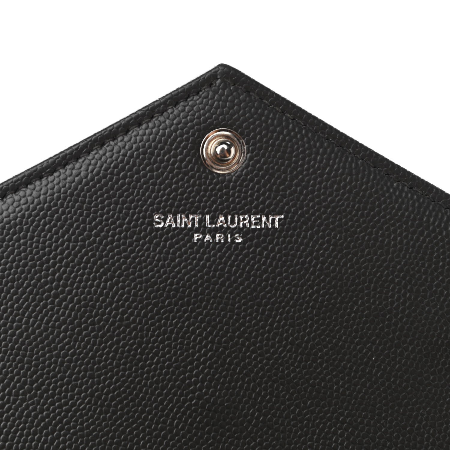 Saint Laurent Grain De Poudre Matelasse Chevron Monogram Envelope Chain Wallet Dark Smog 6 of 11