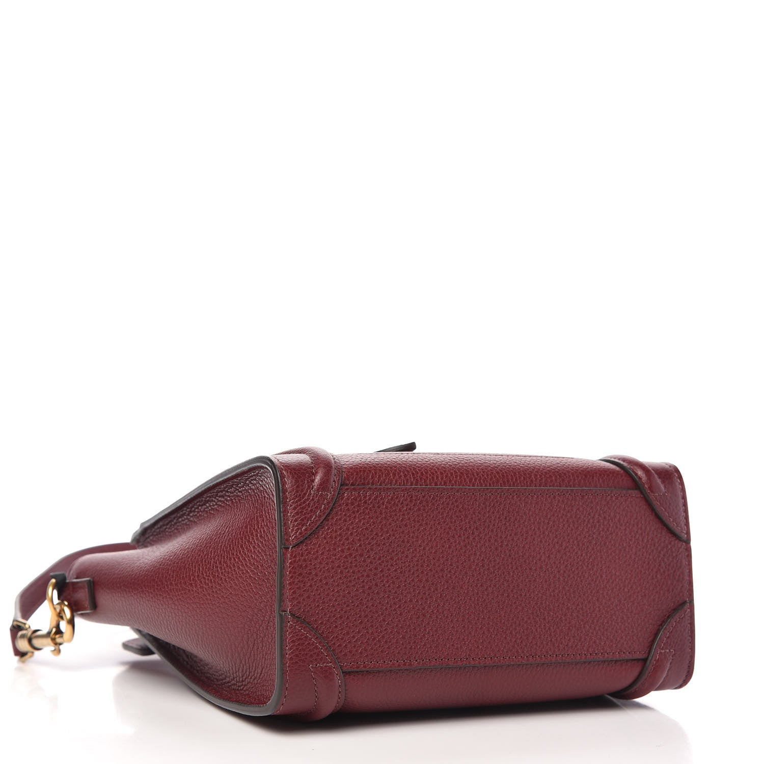 Celine Drummed Calfskin Nano Luggage Burgundy 4 of 10