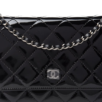 Chanel Patent Quilted Wallet On Chain WOC Black 12 of 13